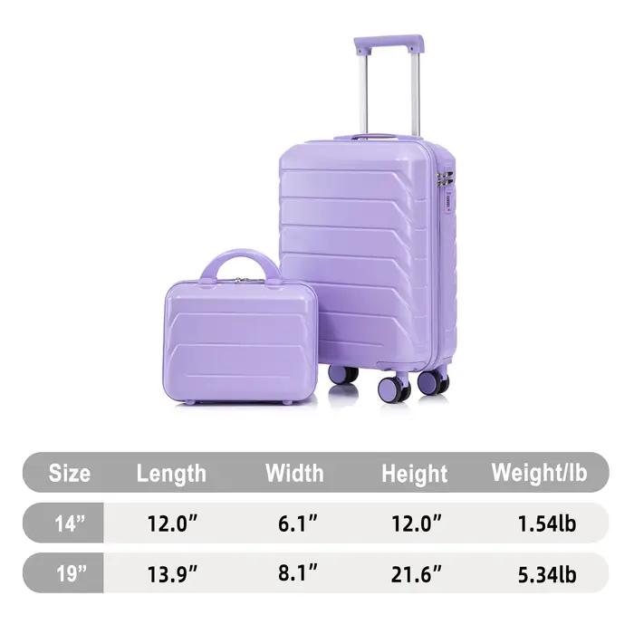 14-inch/19-inch 2-piece suitcase set, material: ABS swivel wheel suitcase set with combination lock