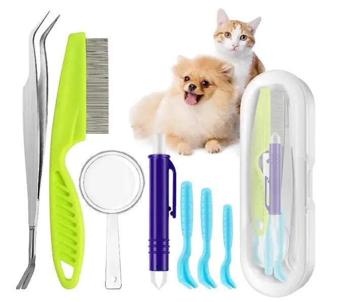 Kit de dissolvant de tiques pour chiens pince à crochet extraction de puces accessoire animal de compagnie santé chiens chats