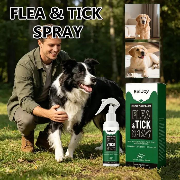Spray Répulsif Anti-Puces et Tiques pour Chiens et Chats, Protection de la Fourrure, Solution de Con