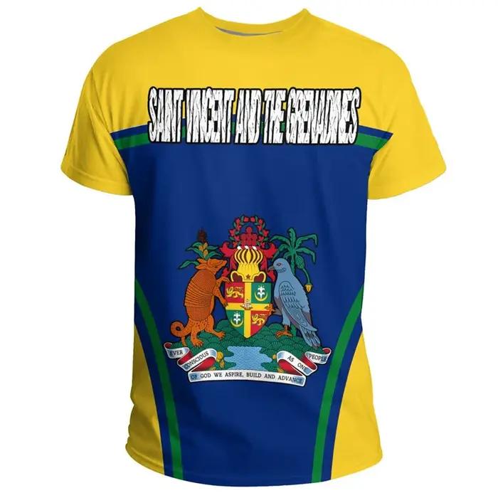 T-Shirt Saint Vincent et les Grenadines imprimé en 3D pour homme et femme, décontracté, hip hop, casual, pour toutes occasions, printemps, été, automne