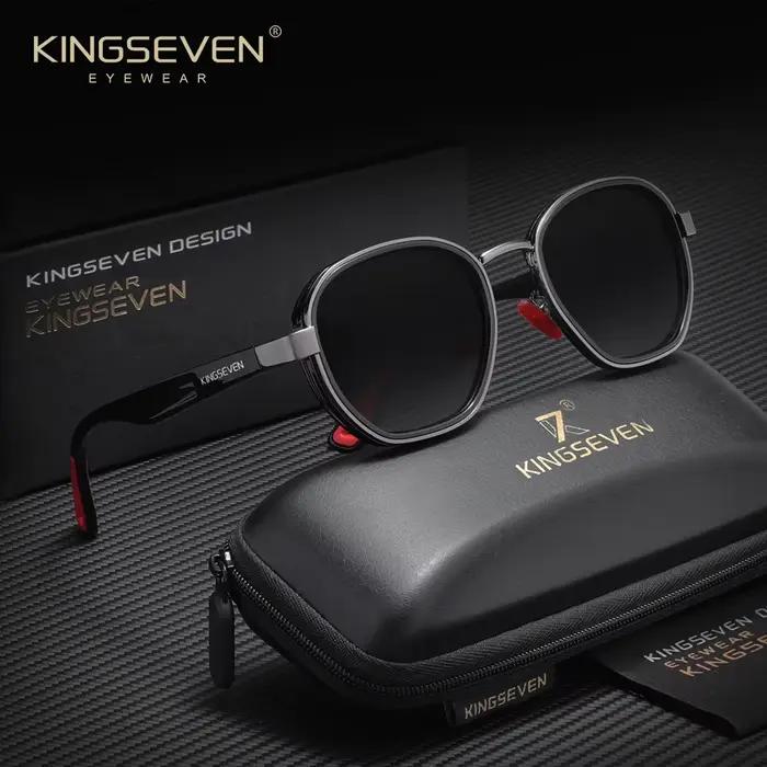 KINGSEVEN Nouvelle Collection Lunettes de Soleil Rondes Tendance Homme Polarisées UV400 Rétro Femme