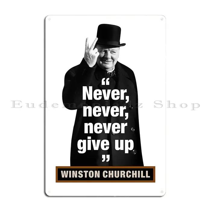Plaque Winston Churchill Citations en Métal Vintage pour Décoration Murale Maison Occasions Spéciales