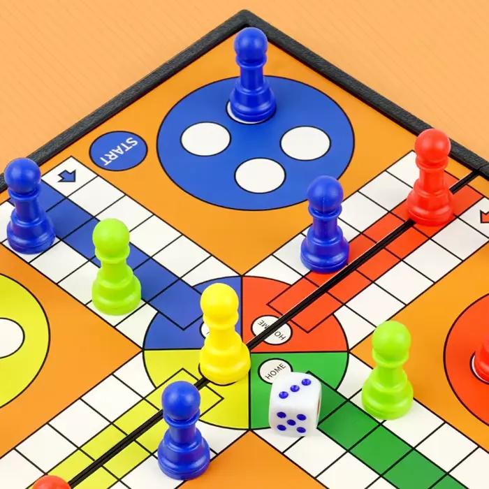 Jeu de société portable Ludo, Échecs, Backgammon – Jeux de fête, plateau pliable, voyage, famille, enfants, jouets de fête, jeu de société interactif, stratégie