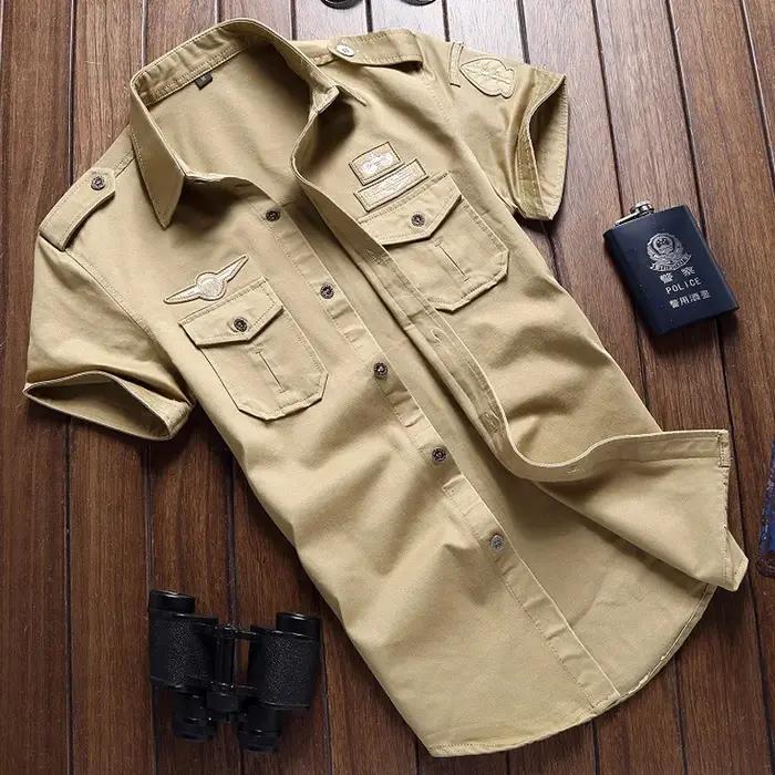 Chemise militaire rétro en coton brodée pour homme styles décontractés et élégants pour toutes les saisons occasions spéciales