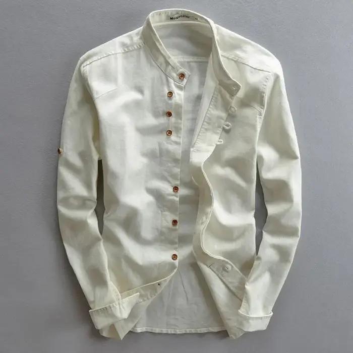 Chemise en lin de coton décontracté pour hommes