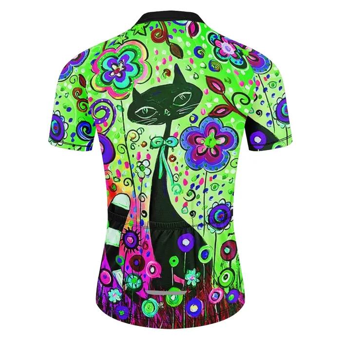 Maillot de cyclisme à manches courtes pour femmes polyester avec bandes réfléchissantes pour activités athleisure et vélo de montagne
