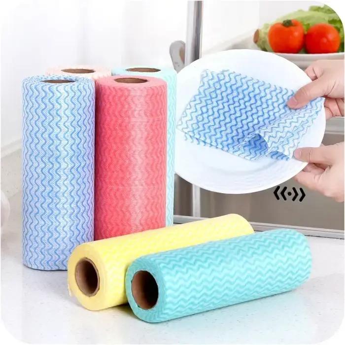 50 pièces/rouleau torchon jetable cuisine tissu rouleau