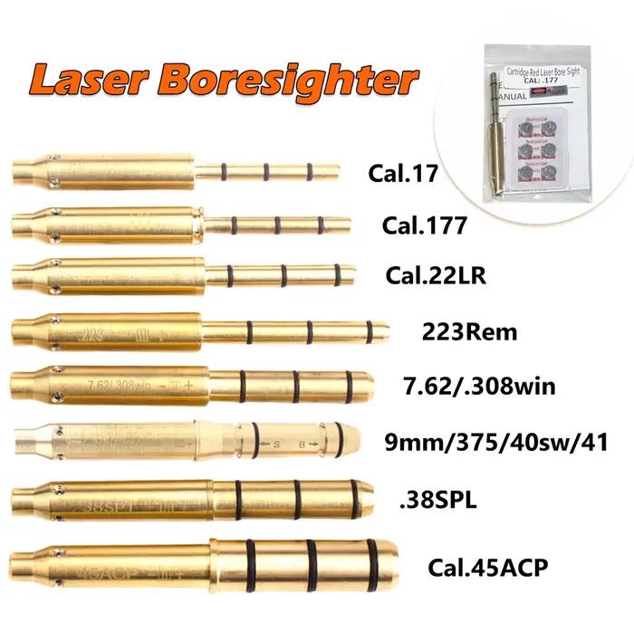 Visée d'alésage Laser tactique. 177/22LR/.223Rem/9mm/.38spl Cal, baril d'extrémité d'alésage Laser rouge pour pistolets de Revolvers, fusil, pistolets à Air