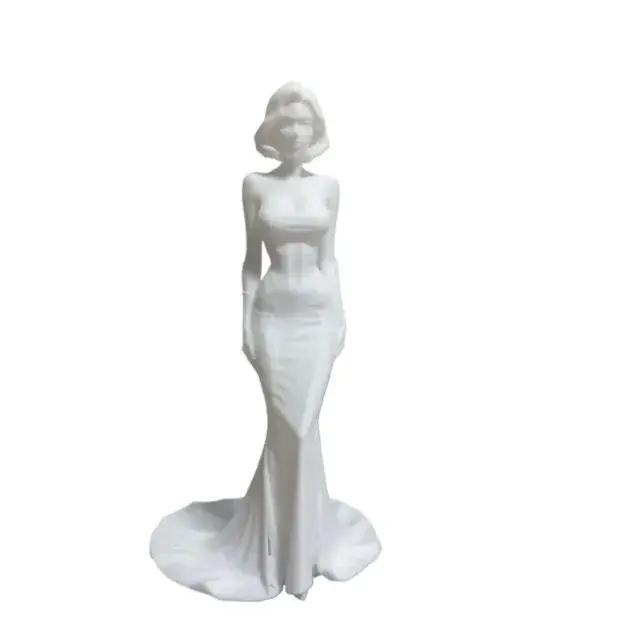 Statue de déesse imprimée en 3D cheveux courts blancs robe de soirée élégante figurine de bureau moderne minimaliste occasions spéciales cadeau d'anniversaire mariage