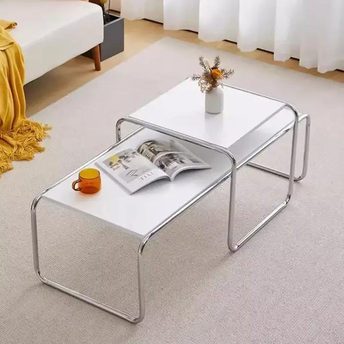 Table basse simple en acier inoxydable, Design moderne, Table basse Unique en métal, sens avancé, me