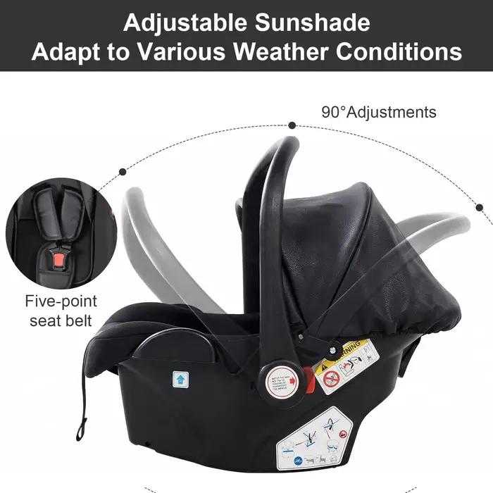 Système de voyage 3 en 1 pour bébé : poussette légère, pliable, antichoc, siège auto pour nouveau-né
