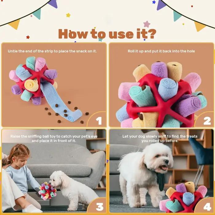 Boule reniflante pour chien jouet en peluche stimulant pour chiens réduire stress et anxiété occasions spéciales distraction à domicile jouet et mangeoire