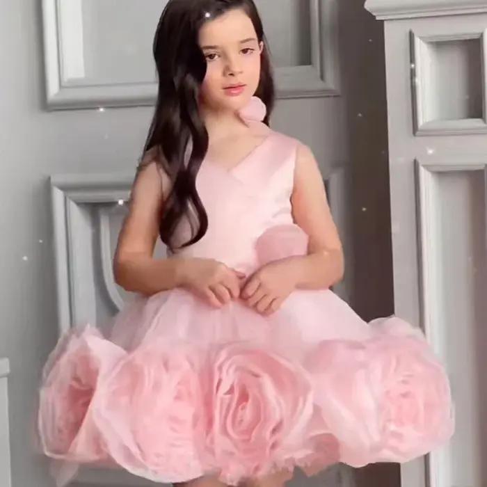 Robe de performance pour filles 2026, nouvelle tendance rose sans manches, pour événements formels,