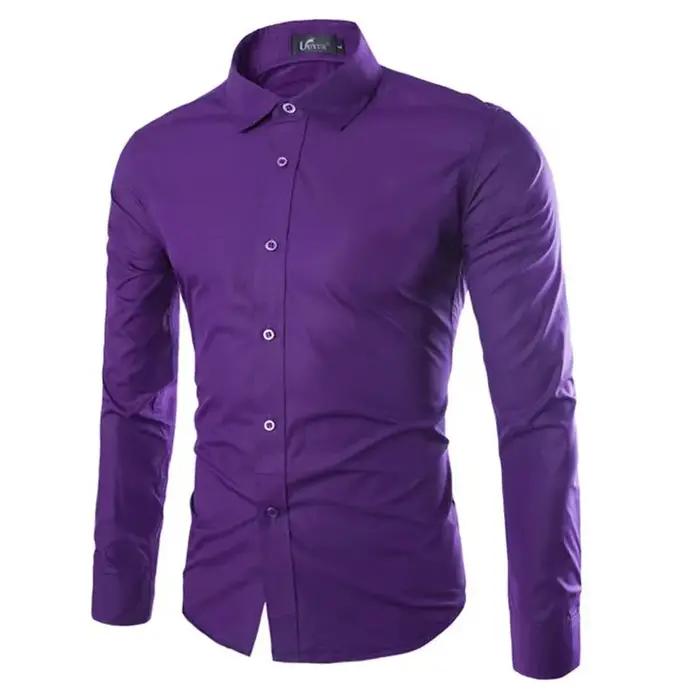 Chemises habillées unies en 17 couleurs pour hommes sans repassage élégantes pour affaires et soirées