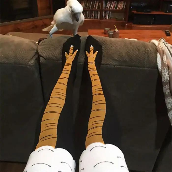 Chaussettes hautes 3D drôles pour hommes, motif poulet, cosplay et mode décalée