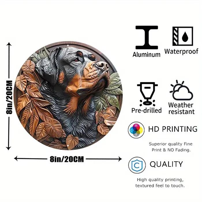 Bandeau décoratif en aluminium Rottweiler - Décoration murale pour intérieur et extérieur - Style pastoral européen américain - Idéal pour salons, chambres, boutiques, événements spéciaux