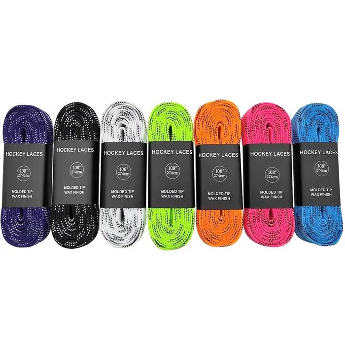 Lacets de patins cirés de hockey sur glace, pointes renforcées de tresse de couche de touristes, acc
