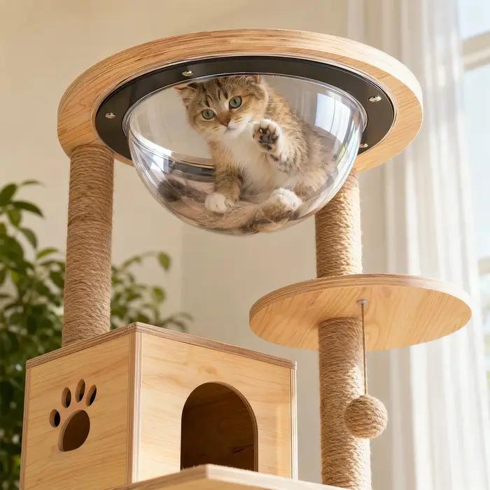 Fenêtre d'observation en acrylique pour animaux de compagnie avec base et couvercle extérieur