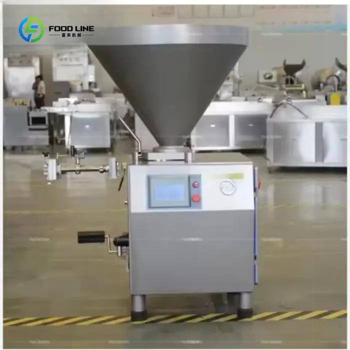Équipement de ligne de production de saucisses et de jambon commerciaux personnalisés, remplisseuse de saucisses électrique hydraulique automatique en acier inoxydable