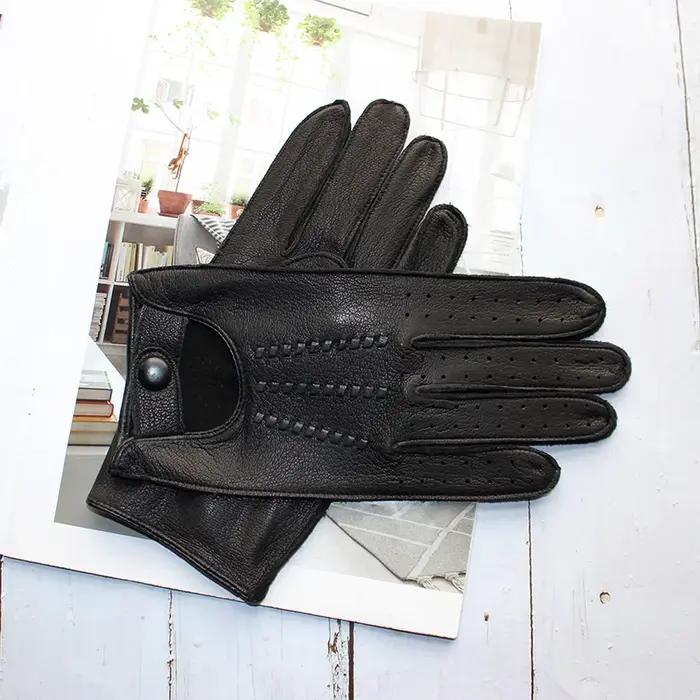 Gants de conduite de moto en peau de daim pour hommes