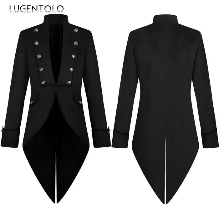 Veste de smoking vintage en polyester solide pour homme style steampunk et médiéval à col montant pour occasions spéciales et fêtes