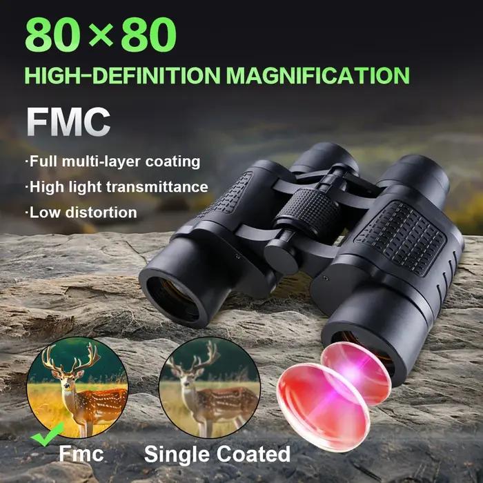 Jumelles professionnelles 80x80 longue portée 15000m HD vision basse lumière nocturne pour chasse camping randonnée