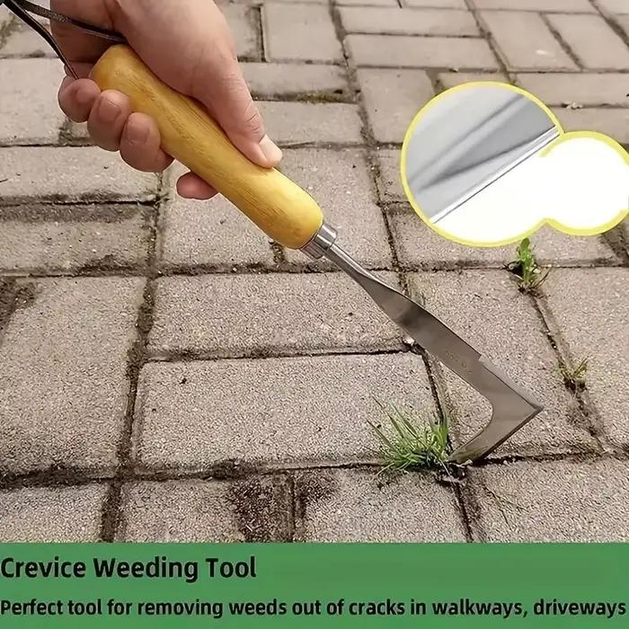 Outil de désherbage en acier inoxydable pour jardinage main facile à utiliser pour cour patio allée durable efficace harmonieux ambiance relaxante entretien simple occasions spéciales