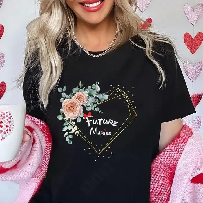 T-shirts de fête pour les future mariées : T-shirt à manches courtes avec couronne de fleurs