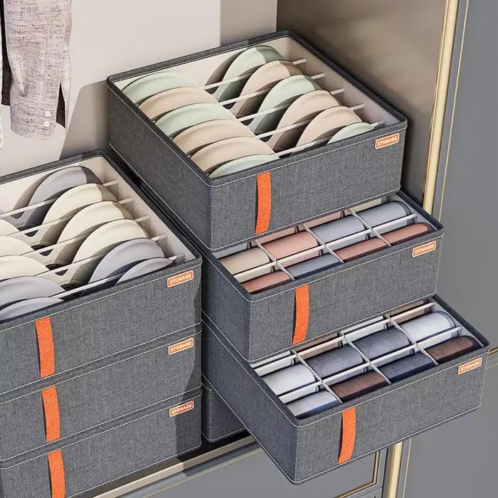 Organisateur de tiroir de placard pour sous-vêtements, vêtements, chaussettes, soutiens-gorge, boîtes de rangement pour pantalons et chaussettes