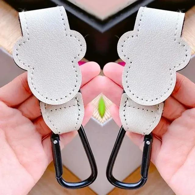 1/2 pièces bébé poussette crochets Clips PU cuir rotatif chariot organisateur landau crochet