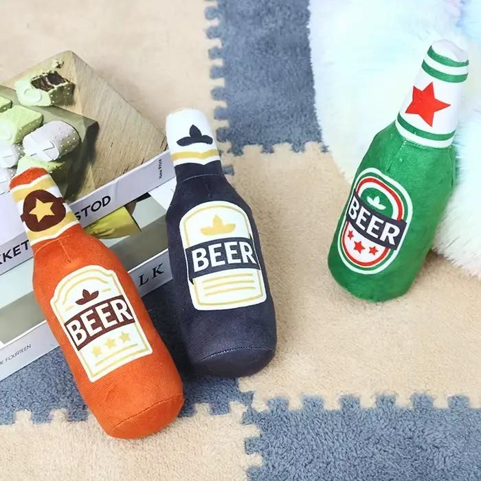 Jouet pour chien réaliste en forme de bouteille de bière