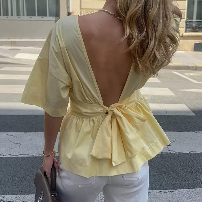 Élégante Blouse T-shirt Femme à Volants