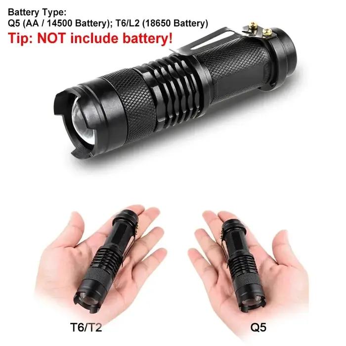 Lampe de poche LED Portable Ultra lumineuse 18650 14500 L2 T6 Q5, torche à mise au point réglable po