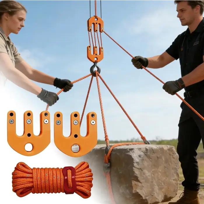 Système de poulies de levage portable résistant aux intempéries pour la chasse tirage dressage sur le terrain camping et randonnée