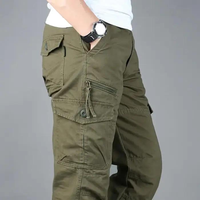 Pantalon hiver homme cargo ample doublé polaire coton randonnée chasse travail extérieur froid