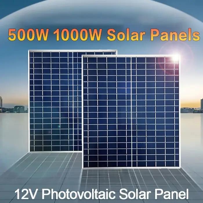 Kit panneau solaire photovoltaïque 1000W 500W 12V contrôleur 100A chargeur batterie rapide maison camping VR chasse