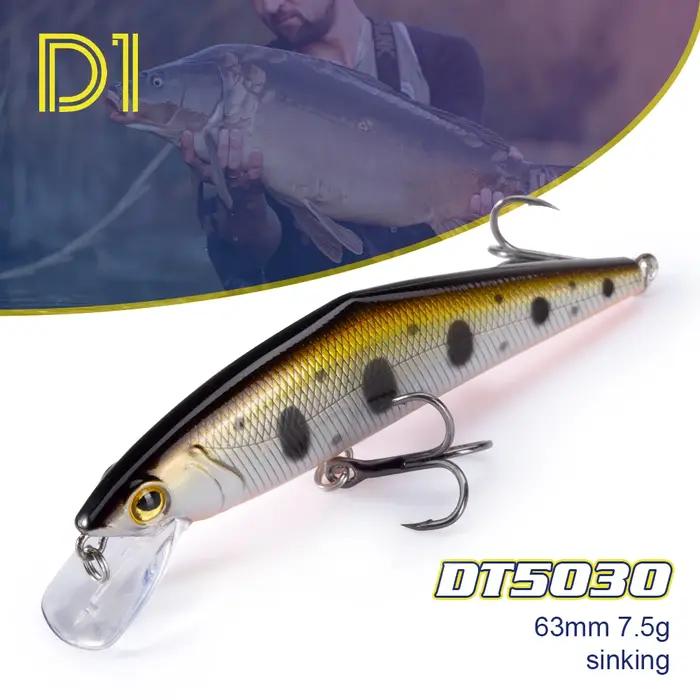 D1 – leurre de pêche en ruisseau, 85mm, 14.7g, 63mm, 7.5g, coulant lourd, petit méné D-CONTACT, appâ