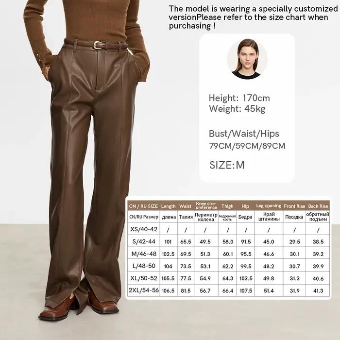 Pantalon évasé AMII en polyester et viscose pour femmes, élégant et décontracté, longueur de sol avec fente, pour bureau et soirées