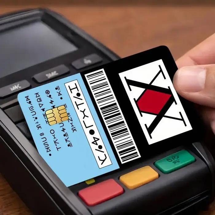 Autocollants décoratifs pour cartes de crédit H-Hunter License Killua, adaptés aux cartes bancaires, au transport en métro, anti-rayures, cadeau, 4 pièces
