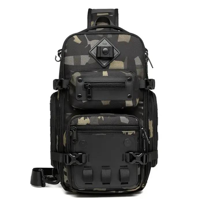 Ozuko sacs de ventre sac de poitrine pour hommes en plein air tactique une épaule sac à bandoulière