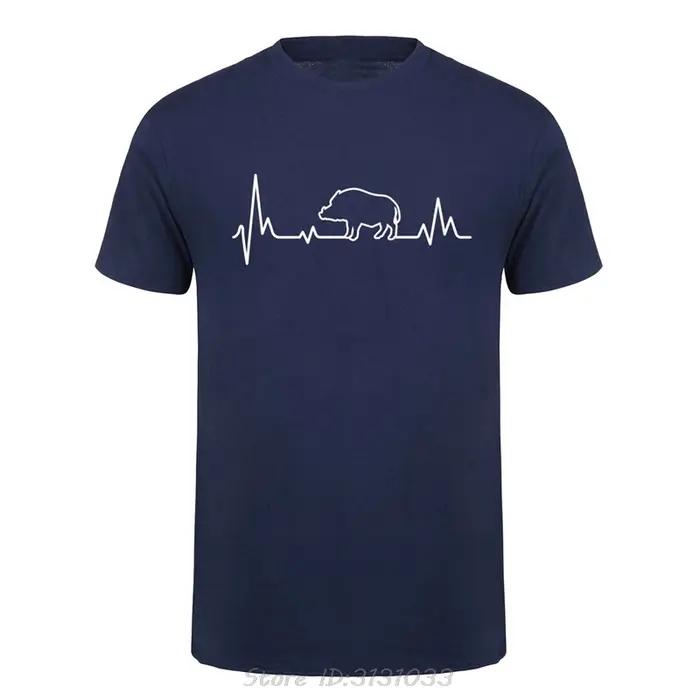 Sanglier battement de coeur chasse vêtements pour hommes T-shirt surdimensionné à manches courtes coton
