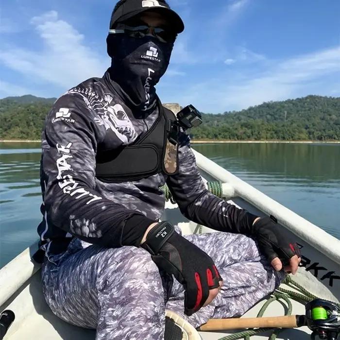 Chemise de pêche d'été pour homme en soie glacée protection solaire anti-uv respirante et séchage rapide pour activités en plein air