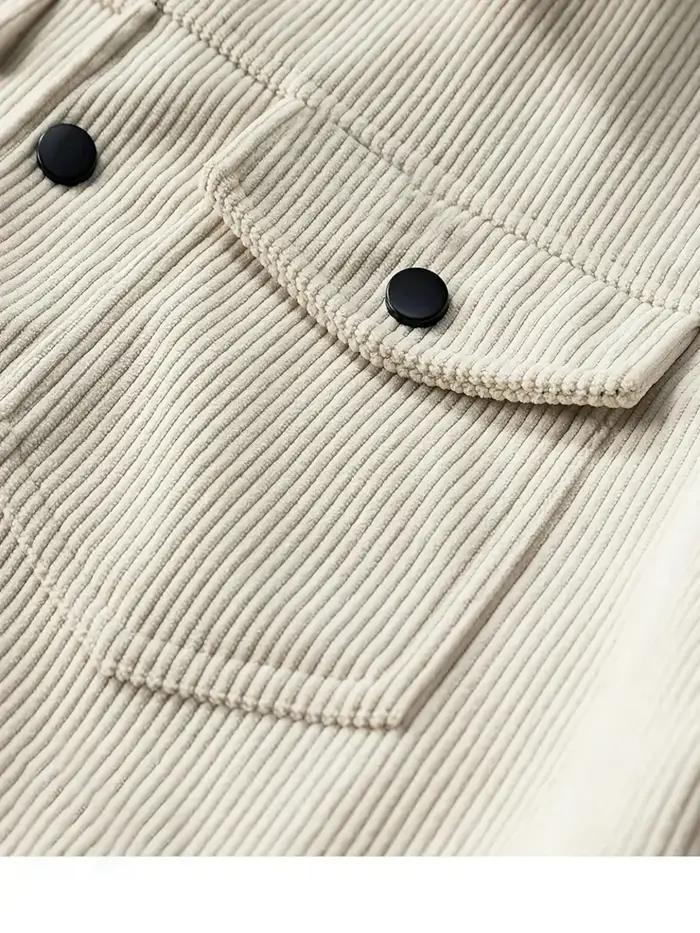 Blouson Trucker en Velours Côtelé Premium pour Homme, Design Vintage avec Poches Utilitaires, Essent