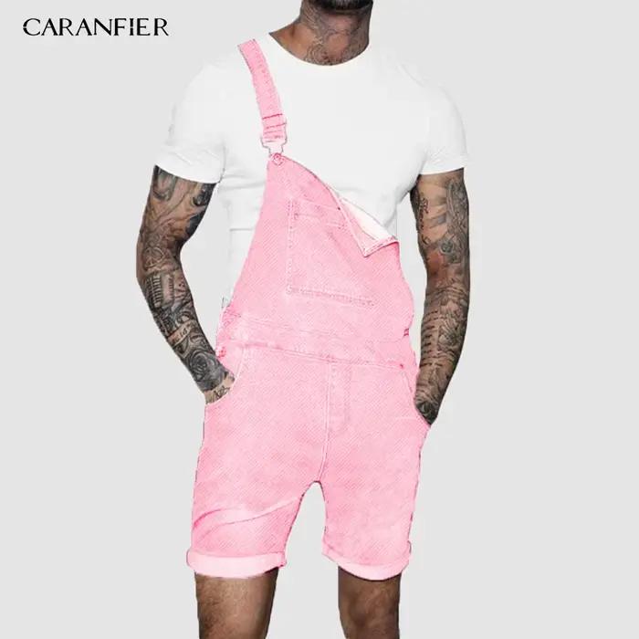 CARANFIER jean hommes combinaisons haute rue en détresse Denim salopette pour homme genou Kength pantalon lavage poche