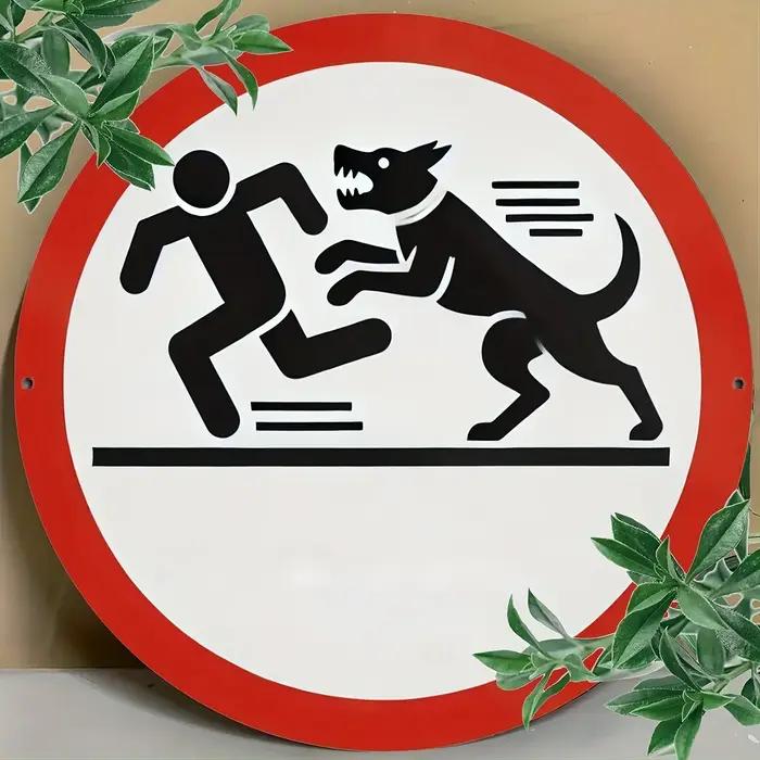 Panneau d'avertissement d'attaque de chien rond