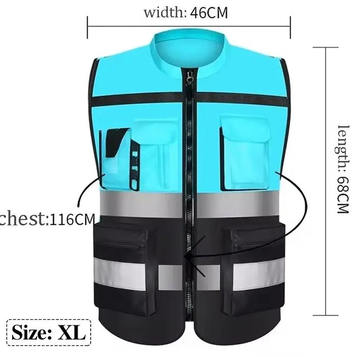 Gilet de sécurité bicolore à haute visibilité avec logo personnalisable pour travailleurs de la construction sécurité et utilité hauts polyester tricoté reflet occasions professionnelles