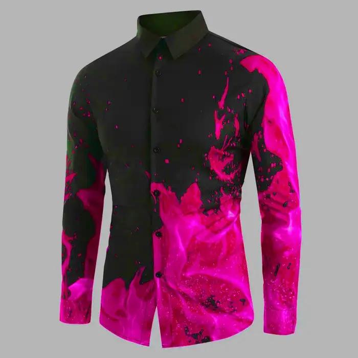 Chemises gothiques décontractées pour hommes, costume de dîner de fête, revers à boutons, hauts de l