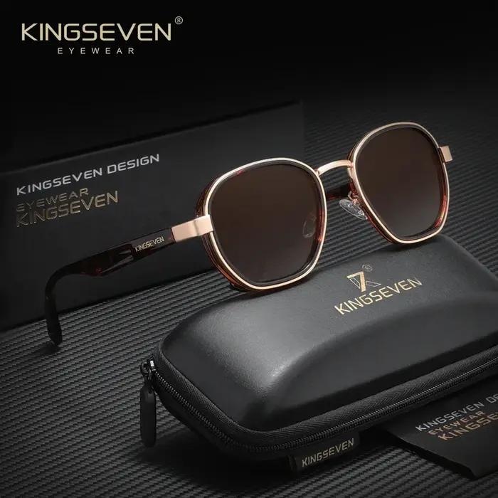 KINGSEVEN Nouvelle Collection Lunettes de Soleil Rondes Tendance Homme Polarisées UV400 Rétro Femme