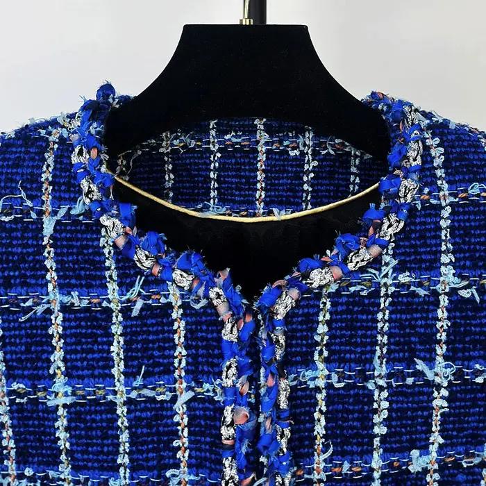 2025 à la mode et élégant col rond léger luxe socialite haut de gamme tempérament design sens tweed