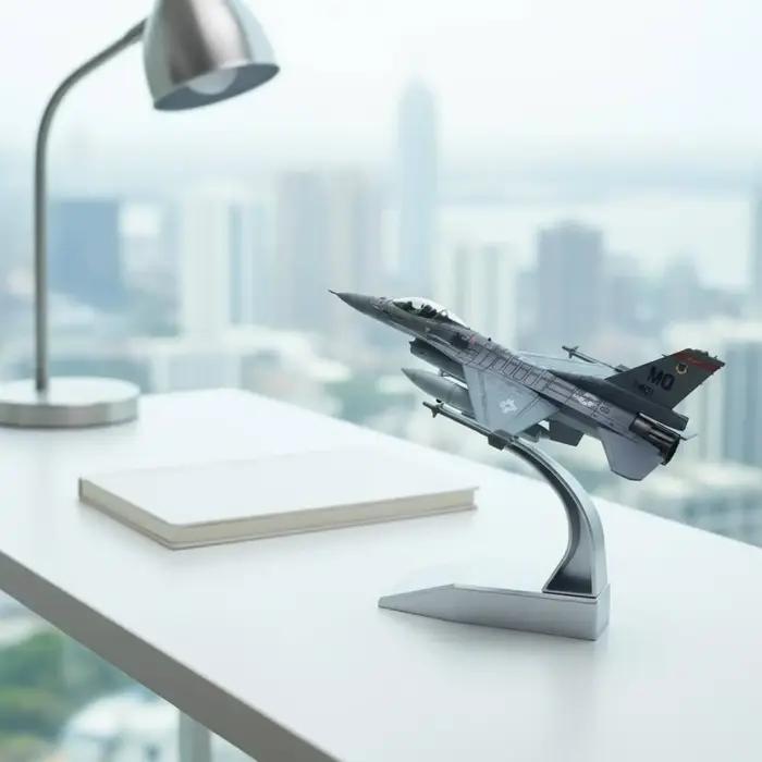 Modèle d'avion de chasse F-16C, maquette statique pour bureau, pour les passionnés d'aviation